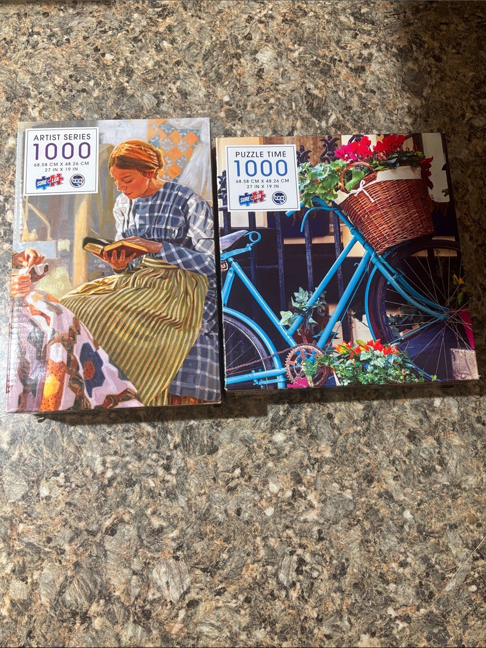 Two 1000-piece Jigsaw Puzzles with Art & Bicycle Designs Brand New & Sealed
